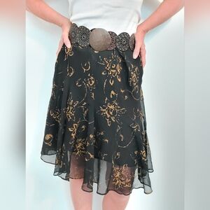 Ralph Lauren Large Black Metallic Chiffon Skirt Size Large